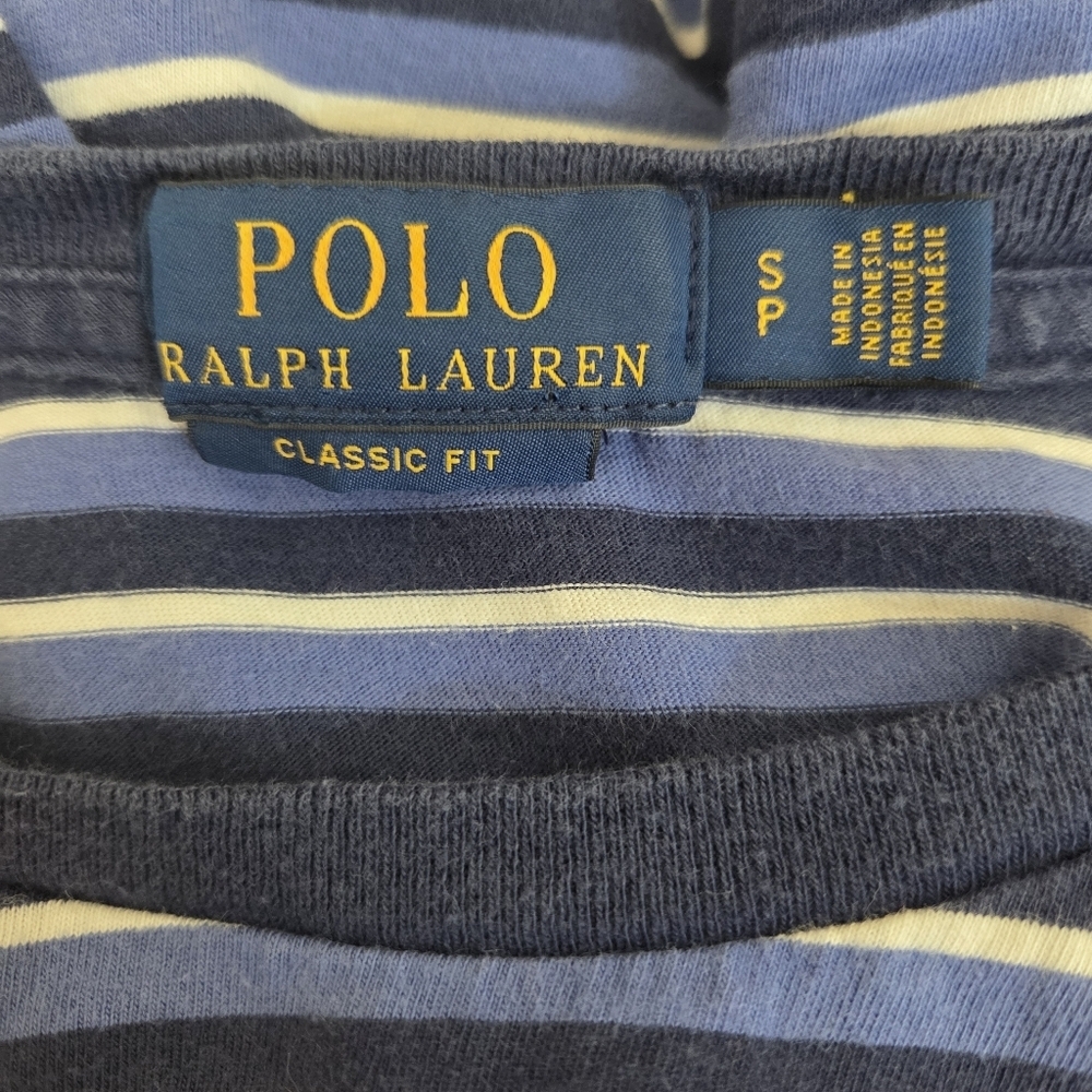Ralph Lauren Navy and White Striped Tee Size Small - Picture 5 of 5